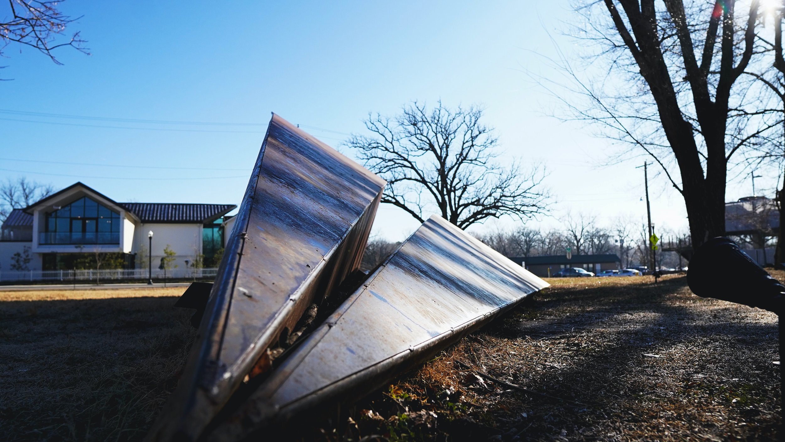  Name:   Launch Intention  by  Griffin Loop  ( a second piece is also located at Osage Park, Bentonville )  Place:   NE Blake Street (near Lawrence Plaza), Bentonville, Arkansas   Photo:   Brad (minimdesignco)  