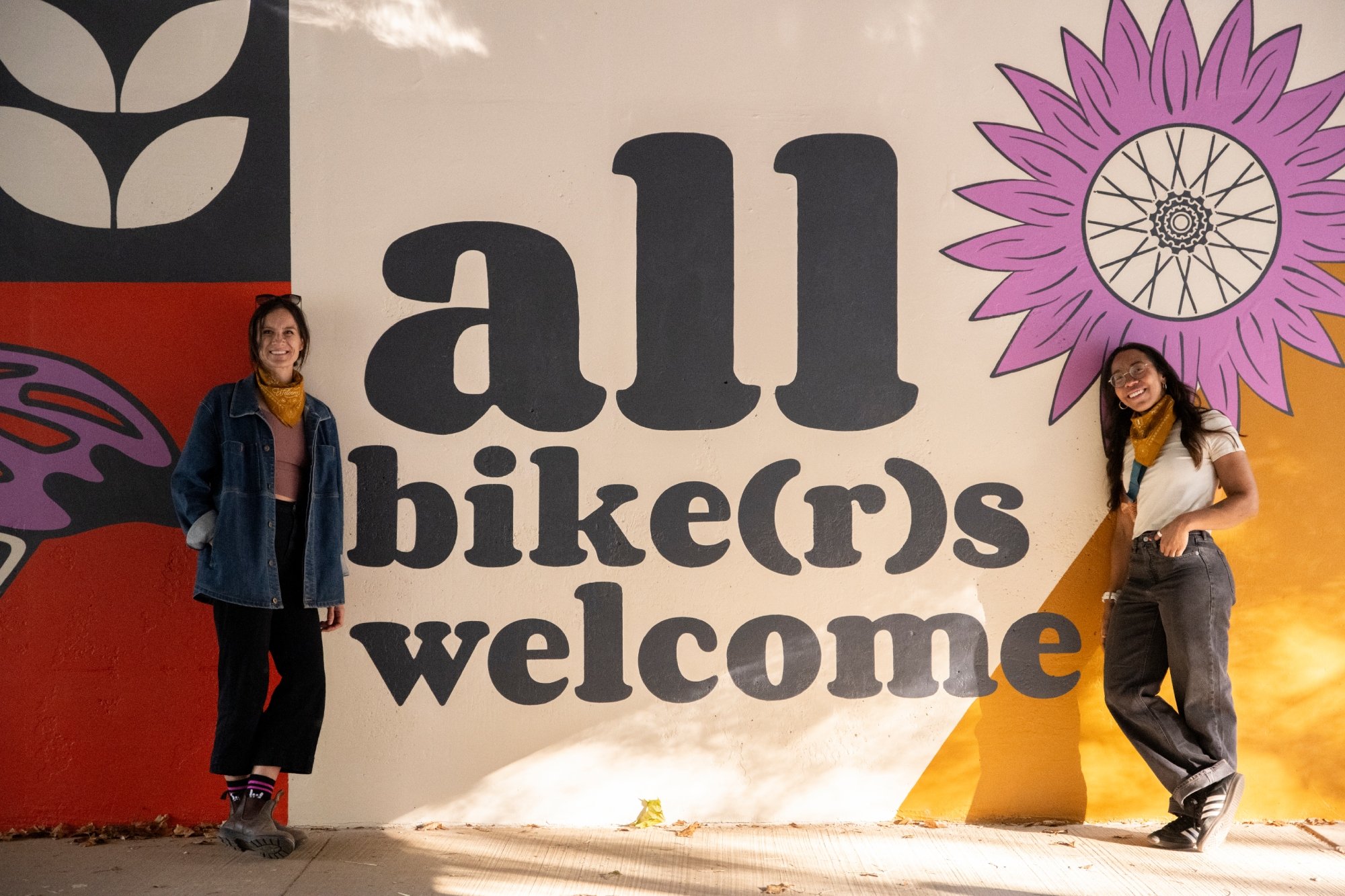   Paige Dirksen, artist and Dr. Rachel Olzer, executive director of All Bikes Welcome.  